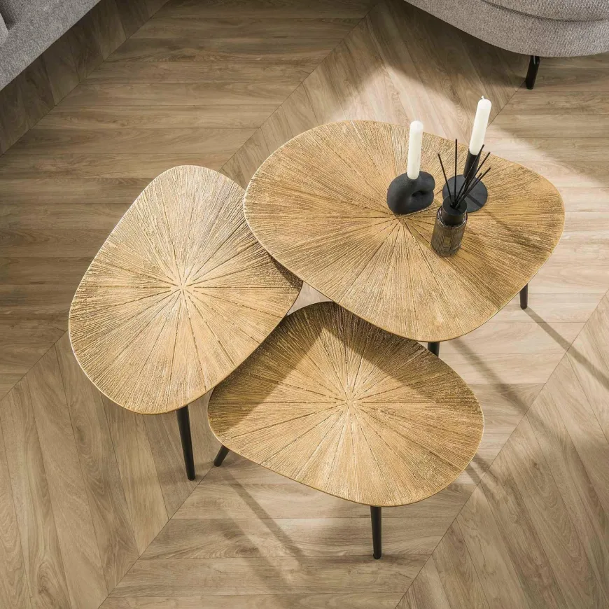 WoonStijl Salontafel set van 3 vierhoekig ray metal