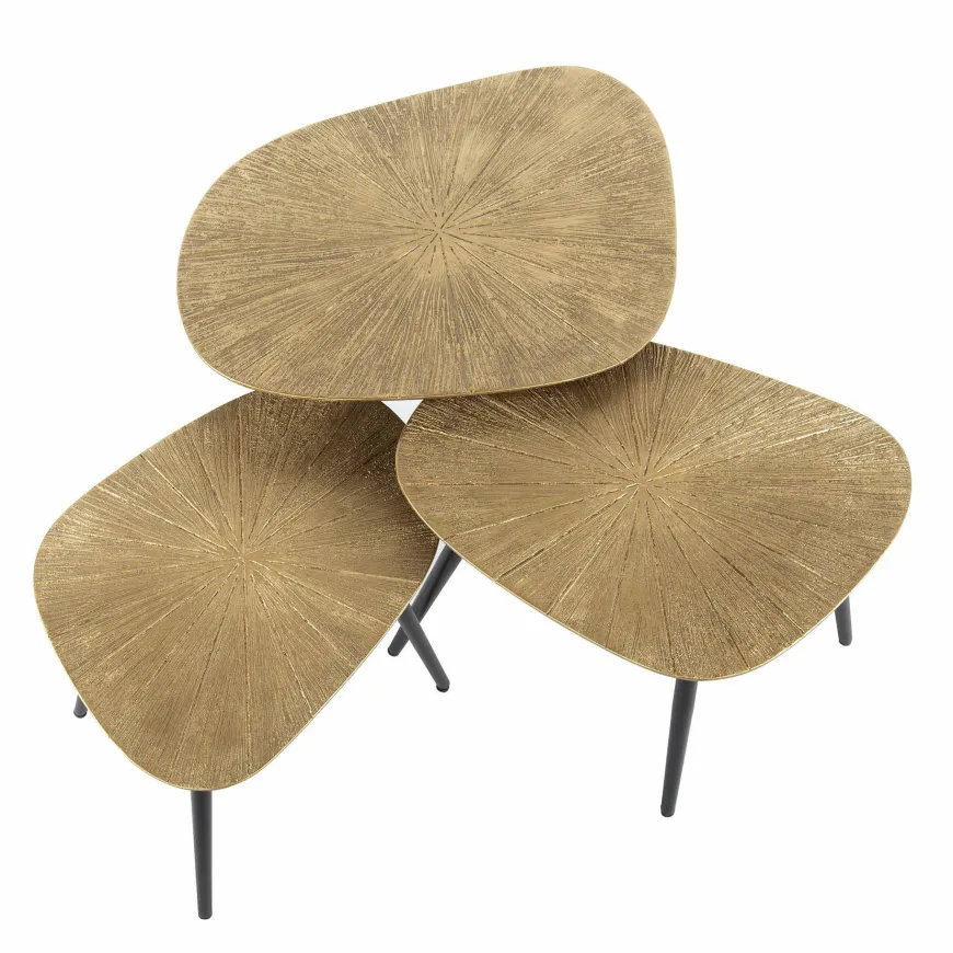WoonStijl Salontafel set van 3 vierhoekig ray metal