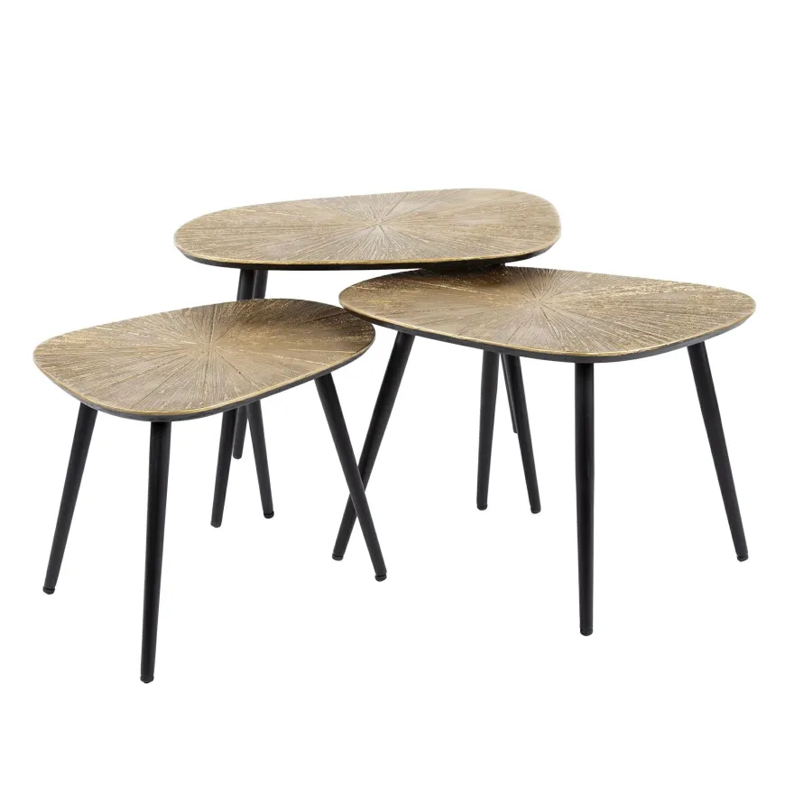 WoonStijl Salontafel set van 3 vierhoekig ray metal