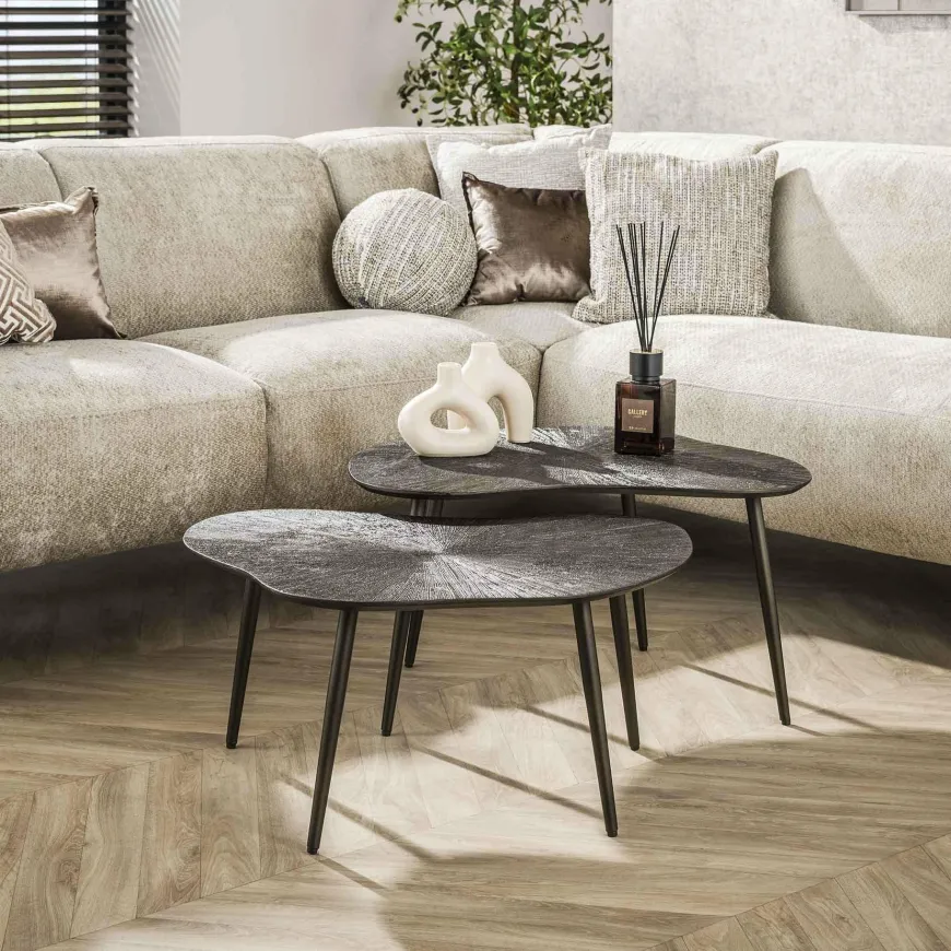 WoonStijl Salontafel set van 2 leaf Brown Ray Metal