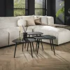 WoonStijl Salontafel set van 3 vierhoekig metallic zwart grijs
