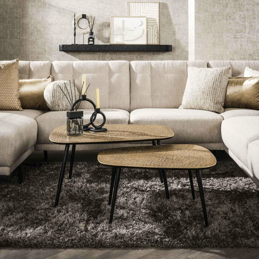 WoonStijl Salontafel set van 2 XXL metallic