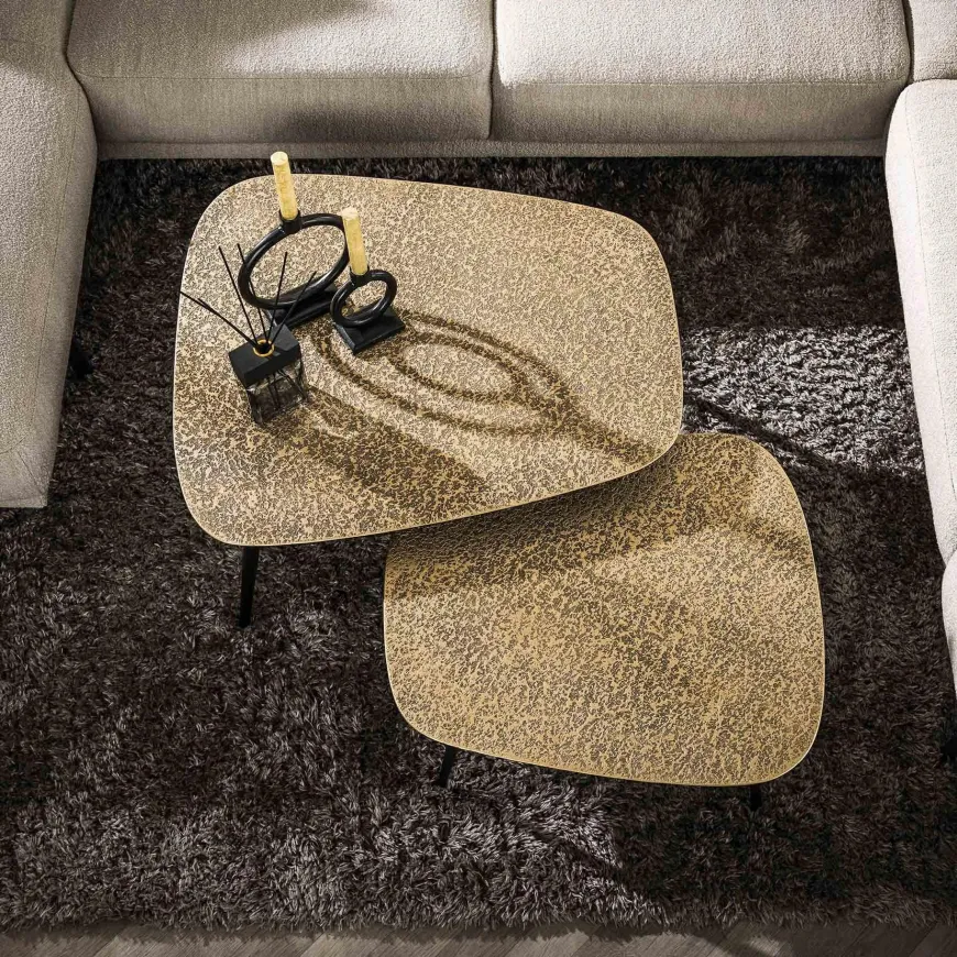 WoonStijl Salontafel set van 2 XXL metallic