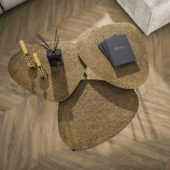 WoonStijl Salontafel set van 3 driehoekig metallic antiek brass