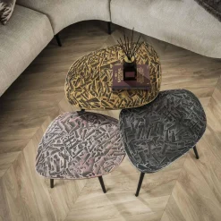 WoonStijl Salontafel set van 3 vierhoekig patina metal