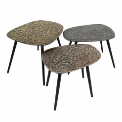 WoonStijl Salontafel set van 3 vierhoekig patina metal