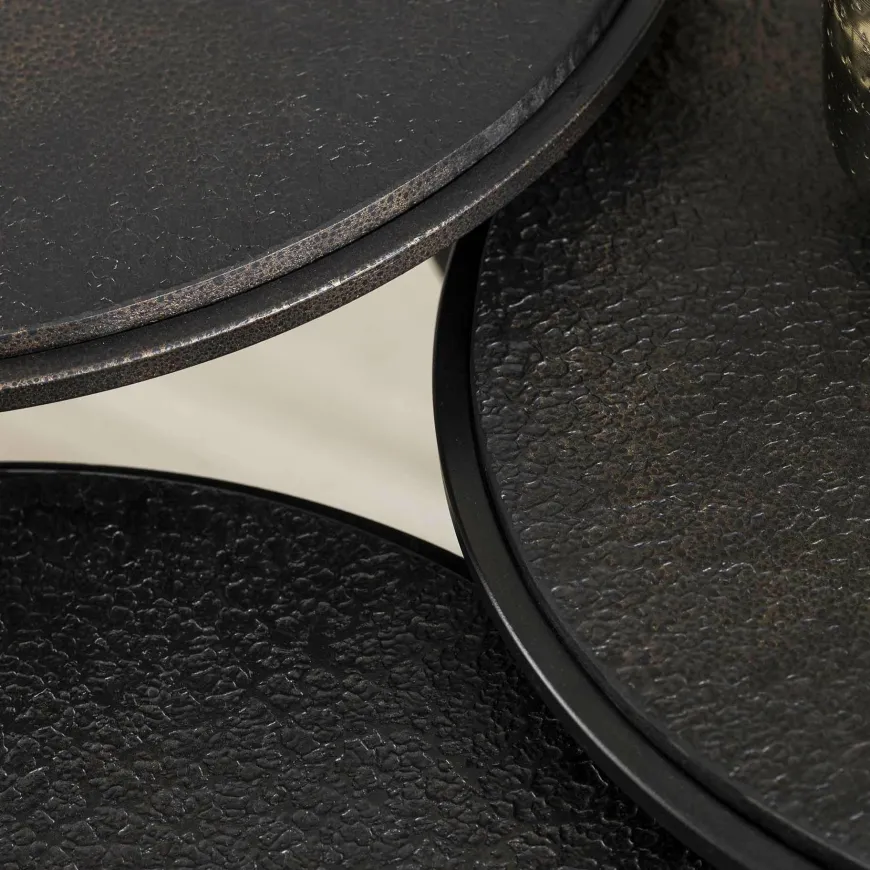 WoonStijl Salontafel set van 3 rond metallic
