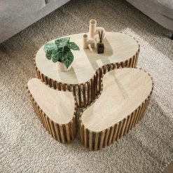 WoonStijl Salontafel set van 3 niervorm Nuovo travertin