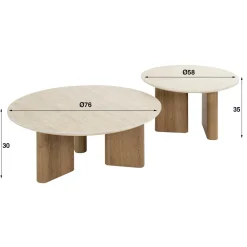 WoonStijl Salontafel set van 2 Romano rechthoekige poot