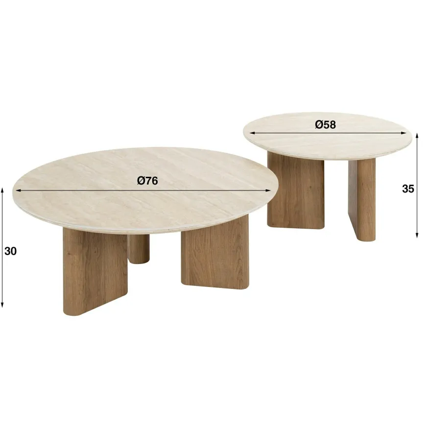 WoonStijl Salontafel set van 2 Romano rechthoekige poot