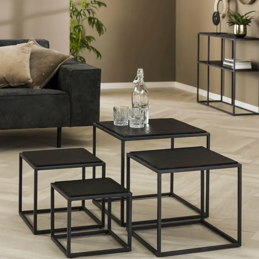 WoonStijl Salontafel set van 4 Teca black