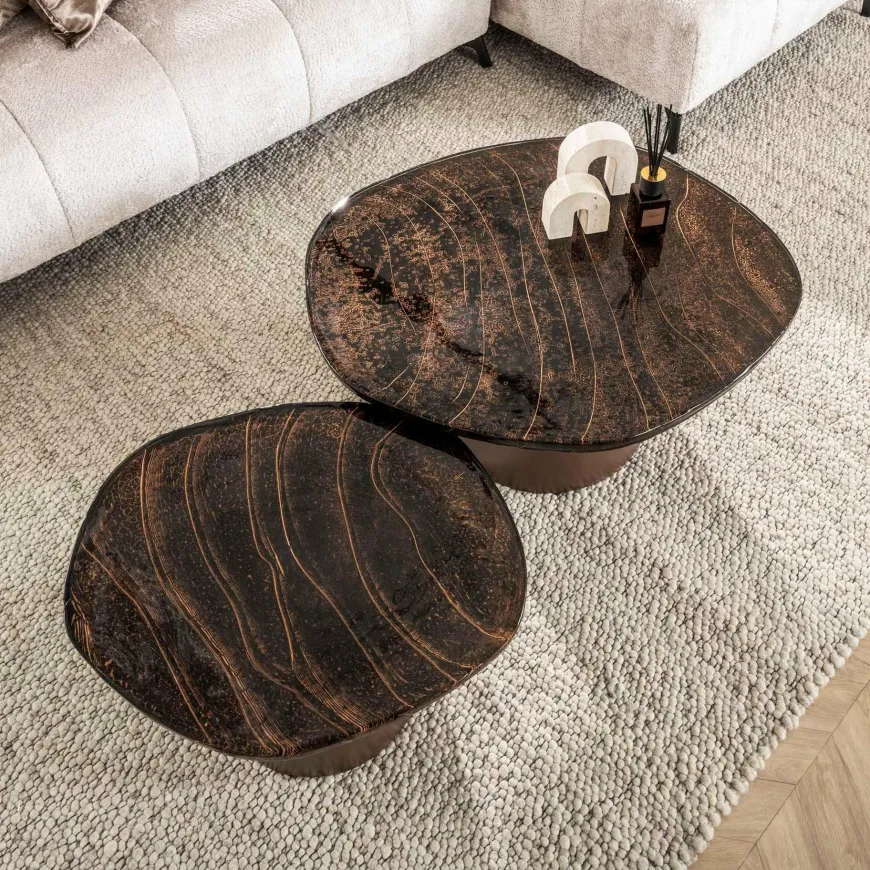 WoonStijl Salontafel set van 2 Eclipse brons antiek finish