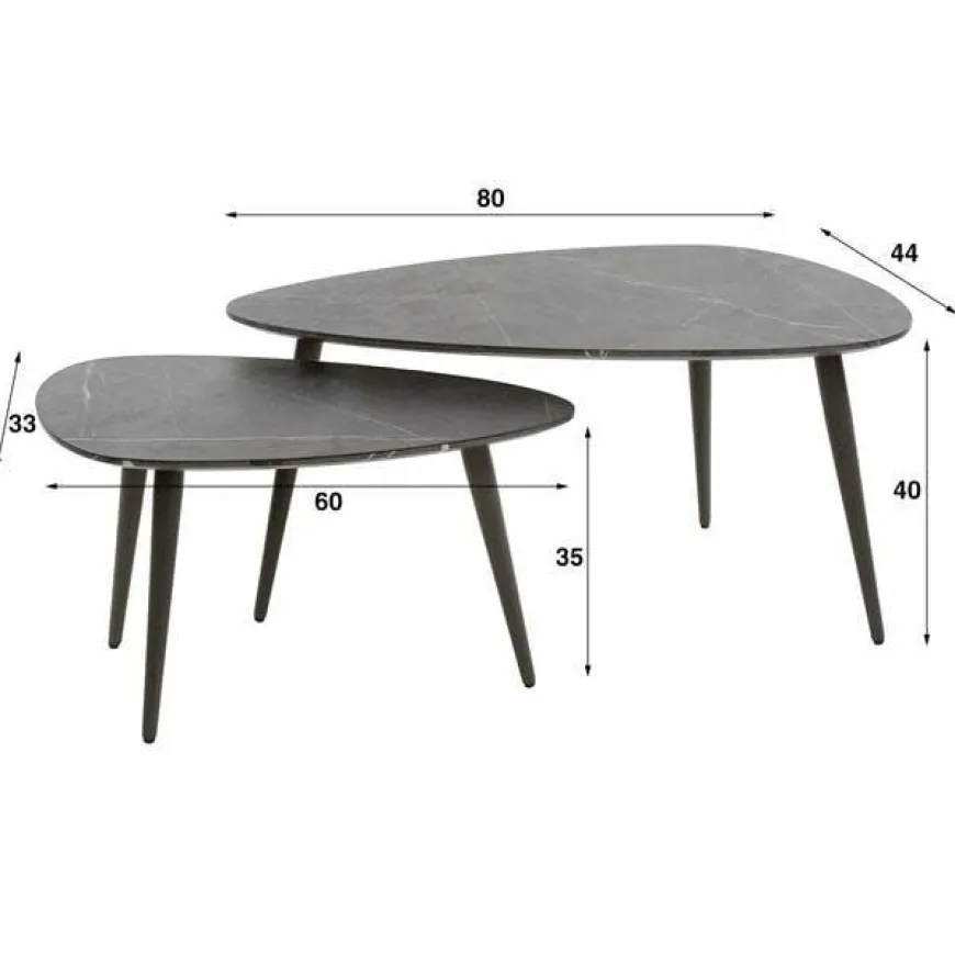 WoonStijl Salontafel set van 2 pear shaped organisch