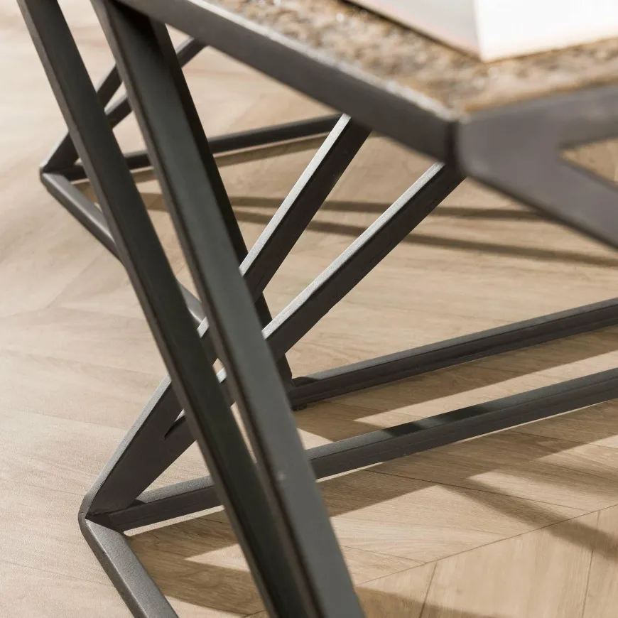 WoonStijl Salontafel set van 2 X cross metallic