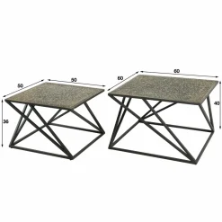 WoonStijl Salontafel set van 2 X cross metallic