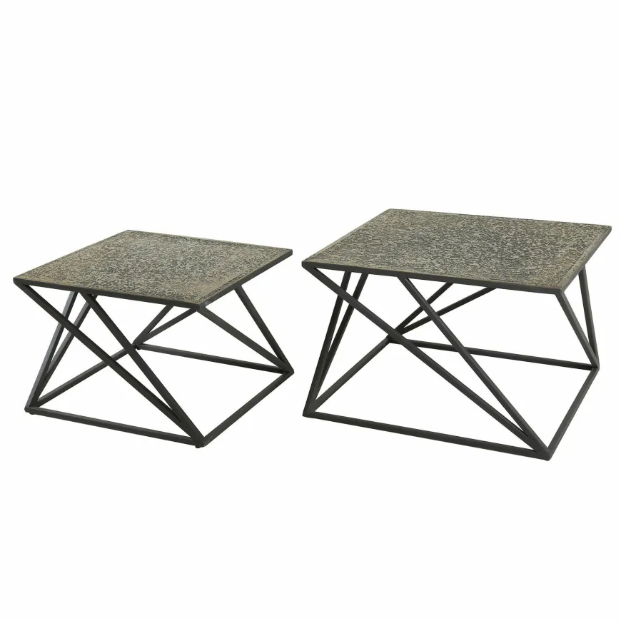 WoonStijl Salontafel set van 2 X cross metallic