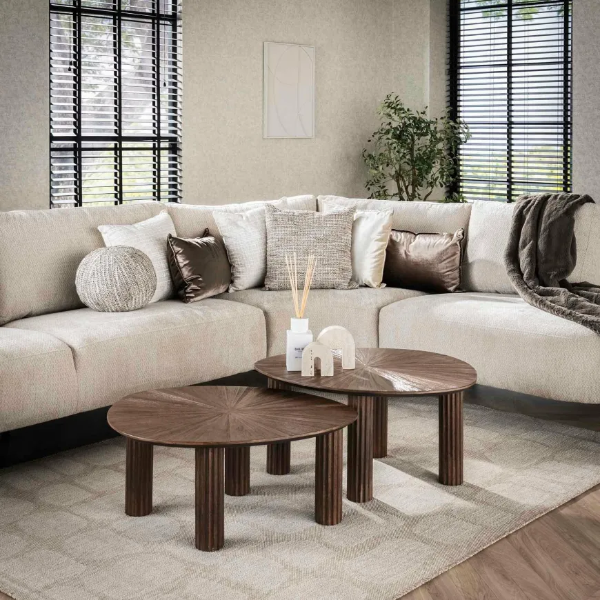 WoonStijl Salontafel set van 2 driehoekig Maya teak