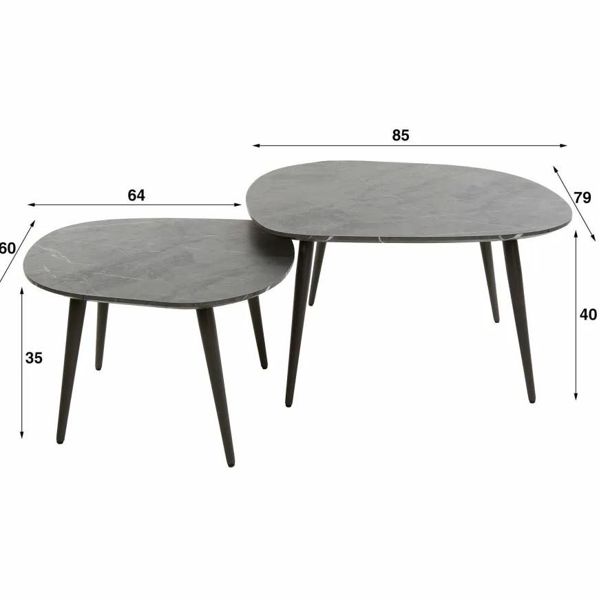 WoonStijl Salontafel set van 2 Rock shaped organisch