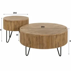 WoonStijl Salontafel set van 2 wave rond