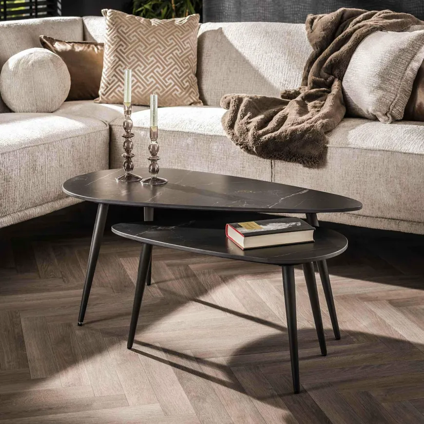 WoonStijl Salontafel set van 2 niervormig ceramic