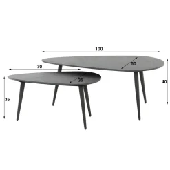 WoonStijl Salontafel set van 2 niervormig ceramic