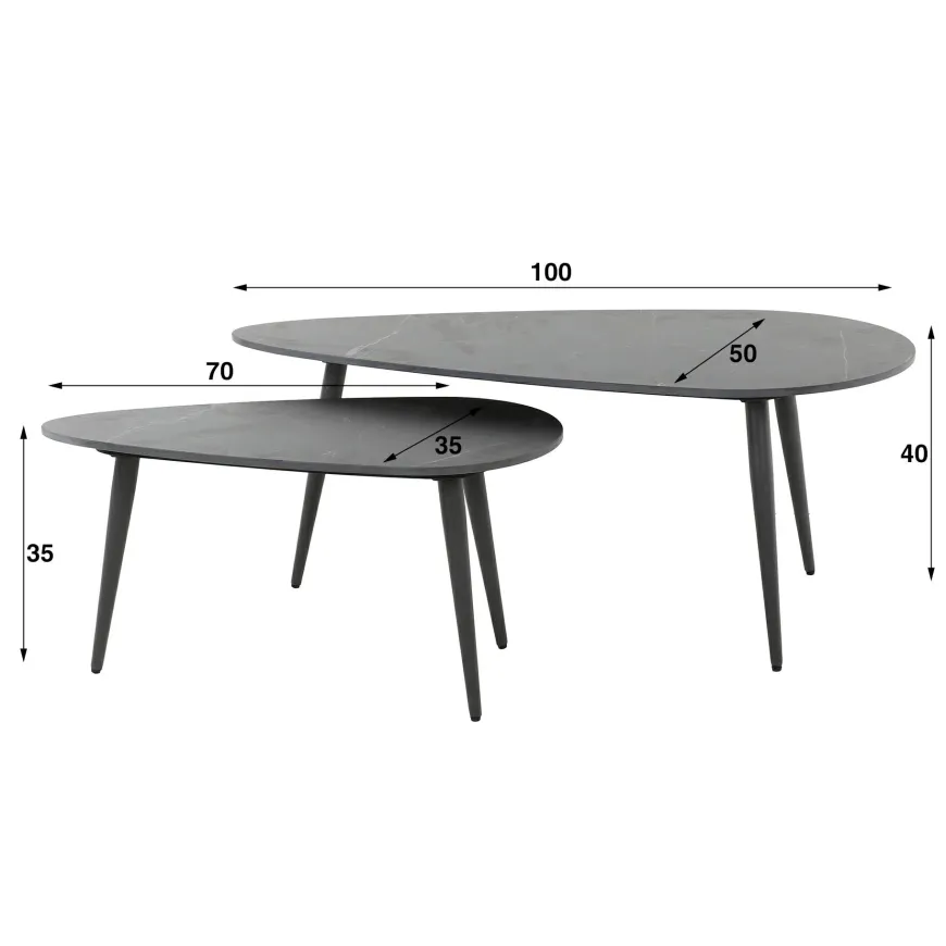 WoonStijl Salontafel set van 2 niervormig ceramic