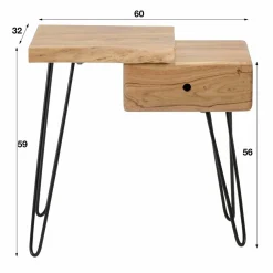 WoonStijl Sidetable / nachtkastje live edge links