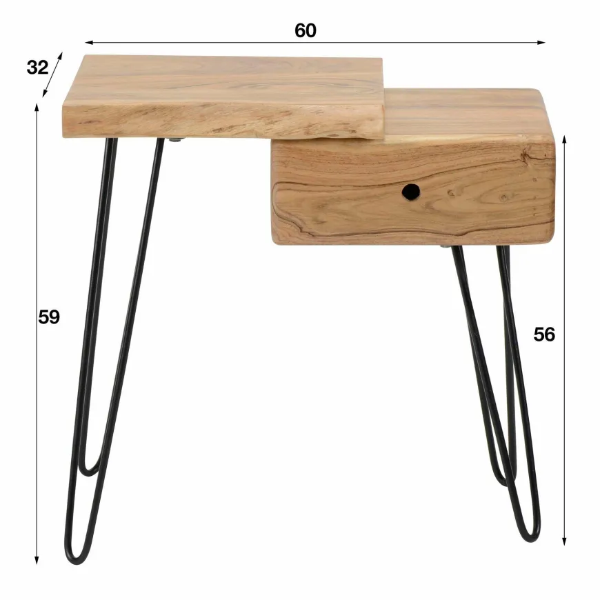 WoonStijl Sidetable / nachtkastje live edge links