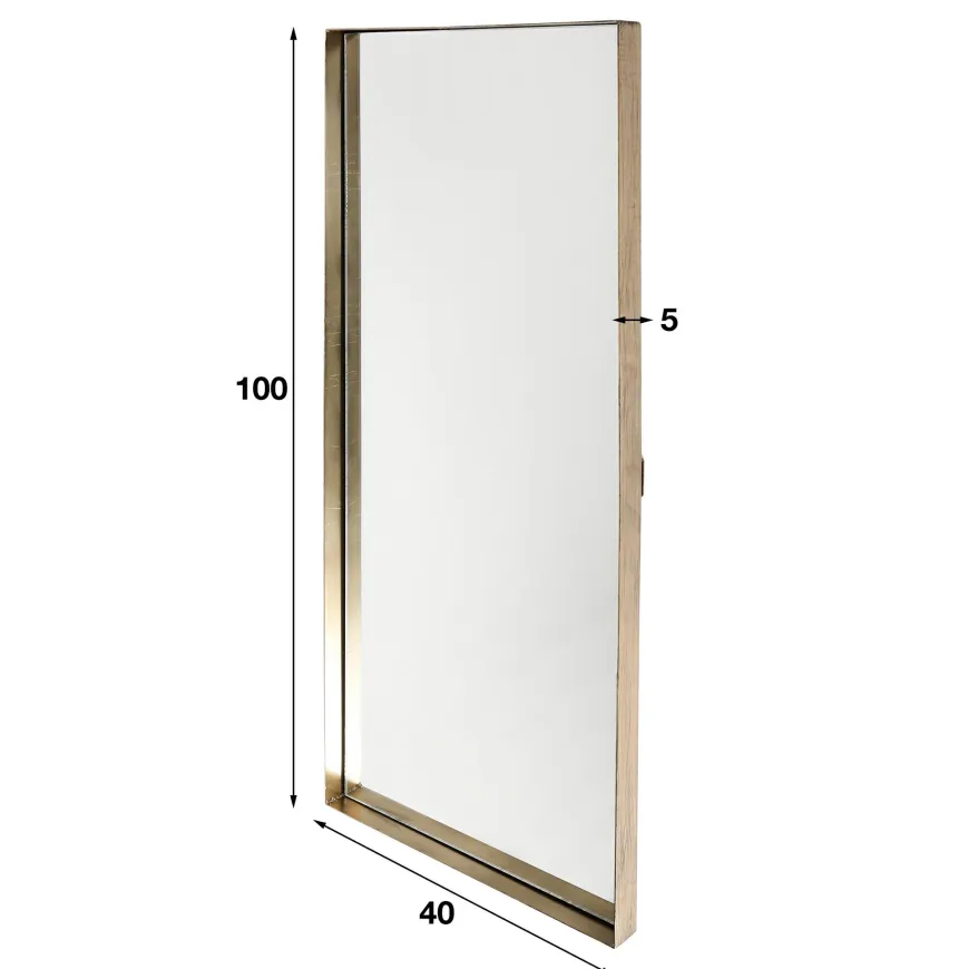 WoonStijl Spiegel 40x100 opstaande rand goudkleurig