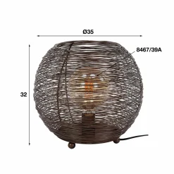 WoonStijl Tafellamp Ø35 web L Zwart Nikkel