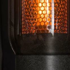 WoonStijl Tafellamp smoke glas-geperforeerd staal