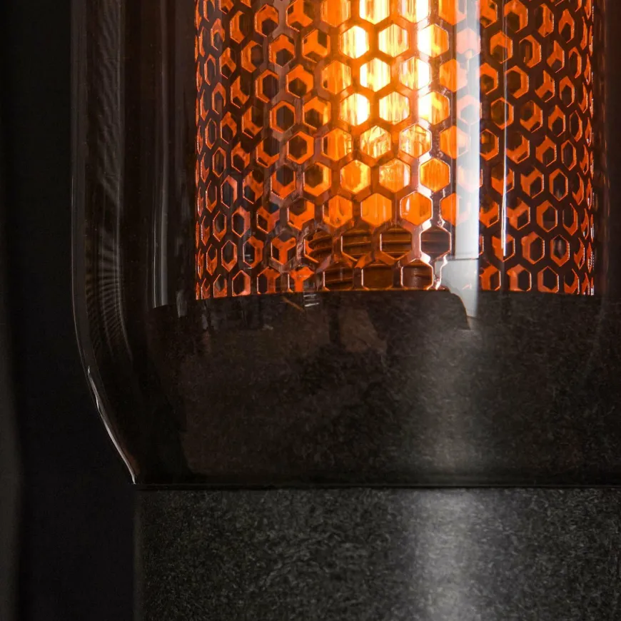 WoonStijl Tafellamp smoke glas-geperforeerd staal