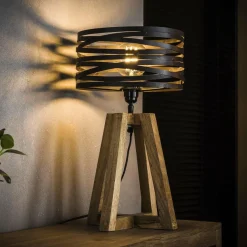 WoonStijl Tafellamp twist houten kruisframe / Slate grey