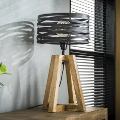 WoonStijl Tafellamp twist houten kruisframe / Slate grey
