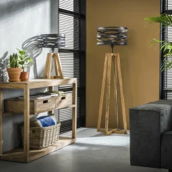 WoonStijl Tafellamp twist houten kruisframe / Slate grey