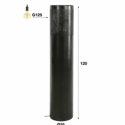 WoonStijl Vloerlamp Ø25 cilinder 120cm / Zwart nikkel