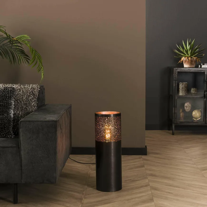 WoonStijl Vloerlamp Ø20 cilinder 60cm / Zwart nikkel