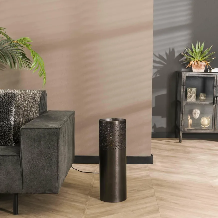 WoonStijl Vloerlamp Ø20 cilinder 60cm / Zwart nikkel