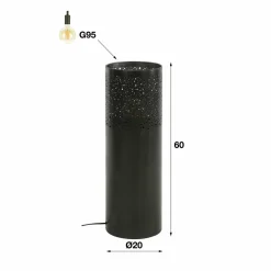 WoonStijl Vloerlamp Ø20 cilinder 60cm / Zwart nikkel