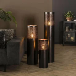 WoonStijl Vloerlamp Ø20 cilinder 60cm / Zwart nikkel