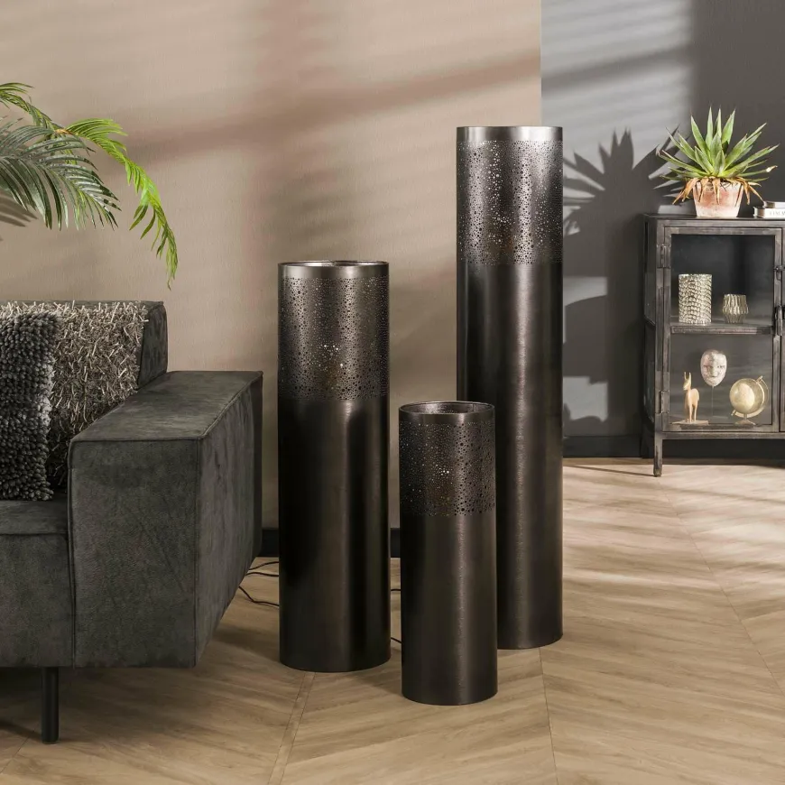 WoonStijl Vloerlamp Ø20 cilinder 60cm / Zwart nikkel