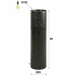 WoonStijl Vloerlamp Ø25 cilinder 90cm / Zwart nikkel