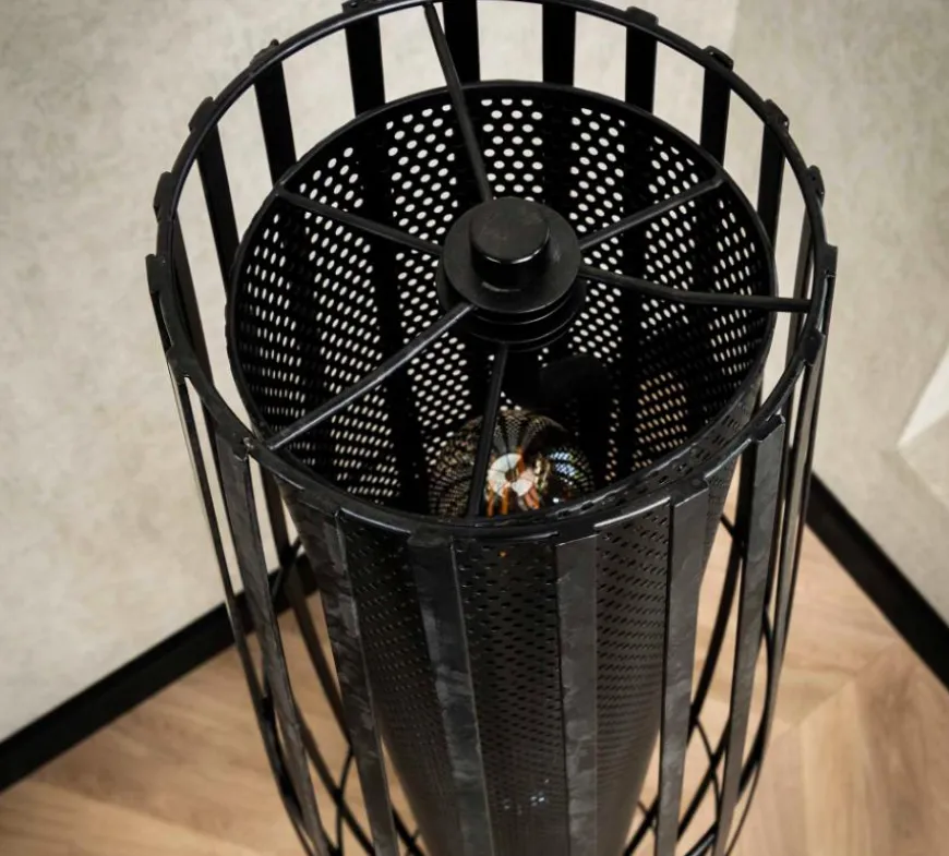 WoonStijl Vloerlamp 120 3L cylinder mesh / Charcoal