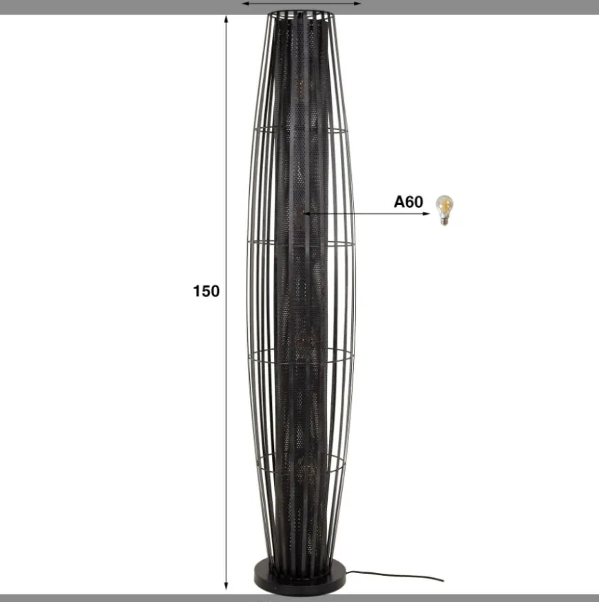 WoonStijl Vloerlamp 150 4L cylinder mesh / Charcoal