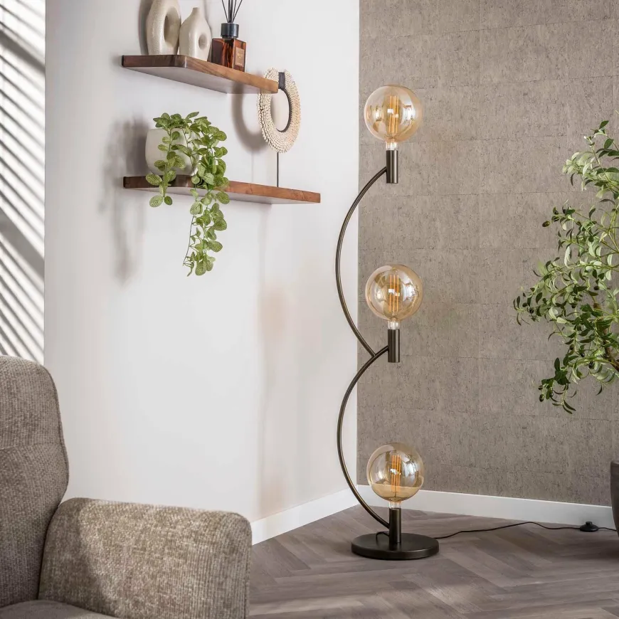 WoonStijl Vloerlamp Arcus 3-lichts / Sienna bruin
