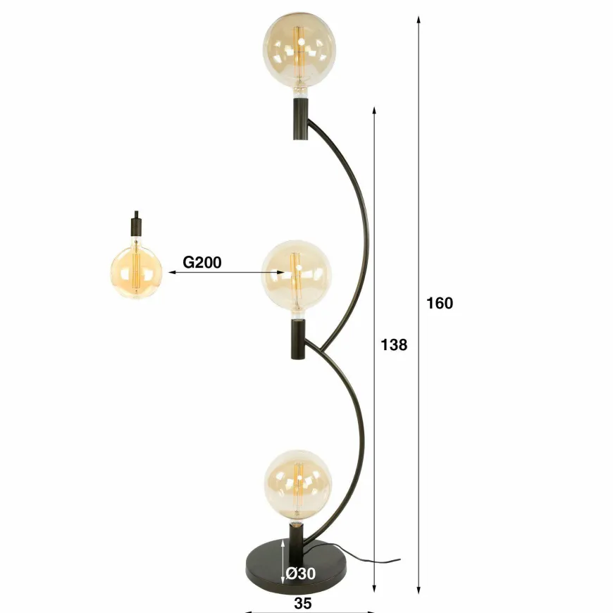 WoonStijl Vloerlamp Arcus 3-lichts / Sienna bruin