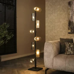WoonStijl Vloerlamp 8L cylinder mixed glass