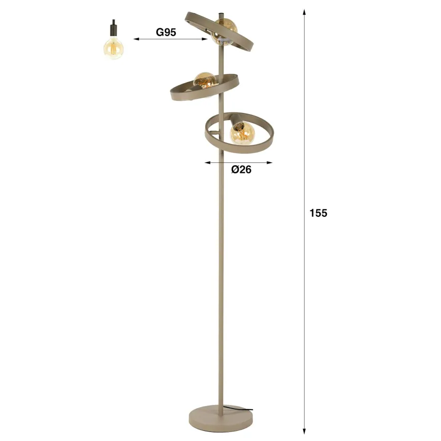WoonStijl Vloerlamp 3L hover beige