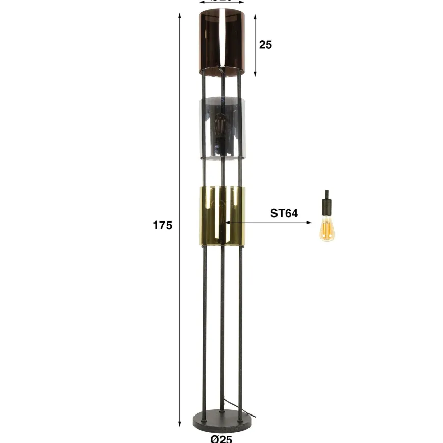 WoonStijl Vloerlamp 3L Lucente tricolore