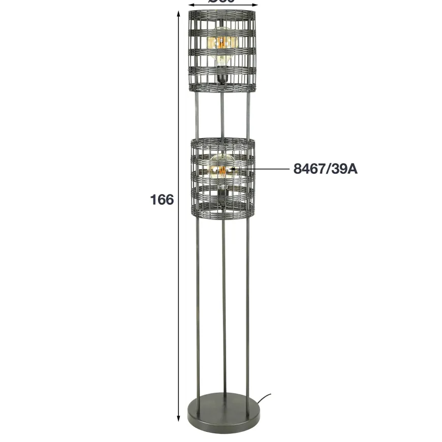 WoonStijl Vloerlamp 2L metal blinds